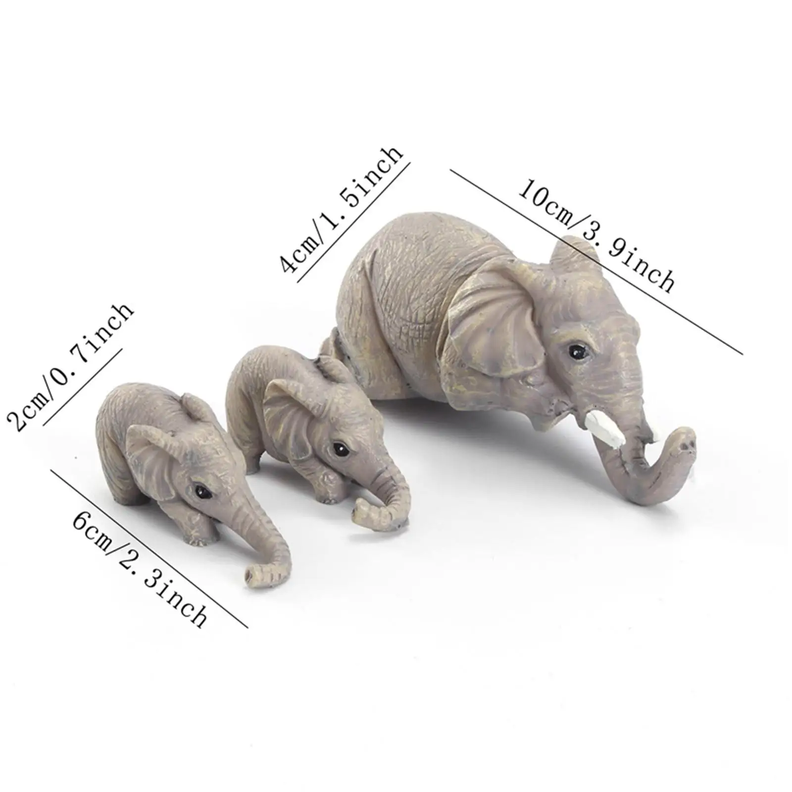 3Pcs Elephant Statues Decorative Birthday Gift Tabletop Centerpieces Animal Figurines for Office Indoor Table Garden Decoration