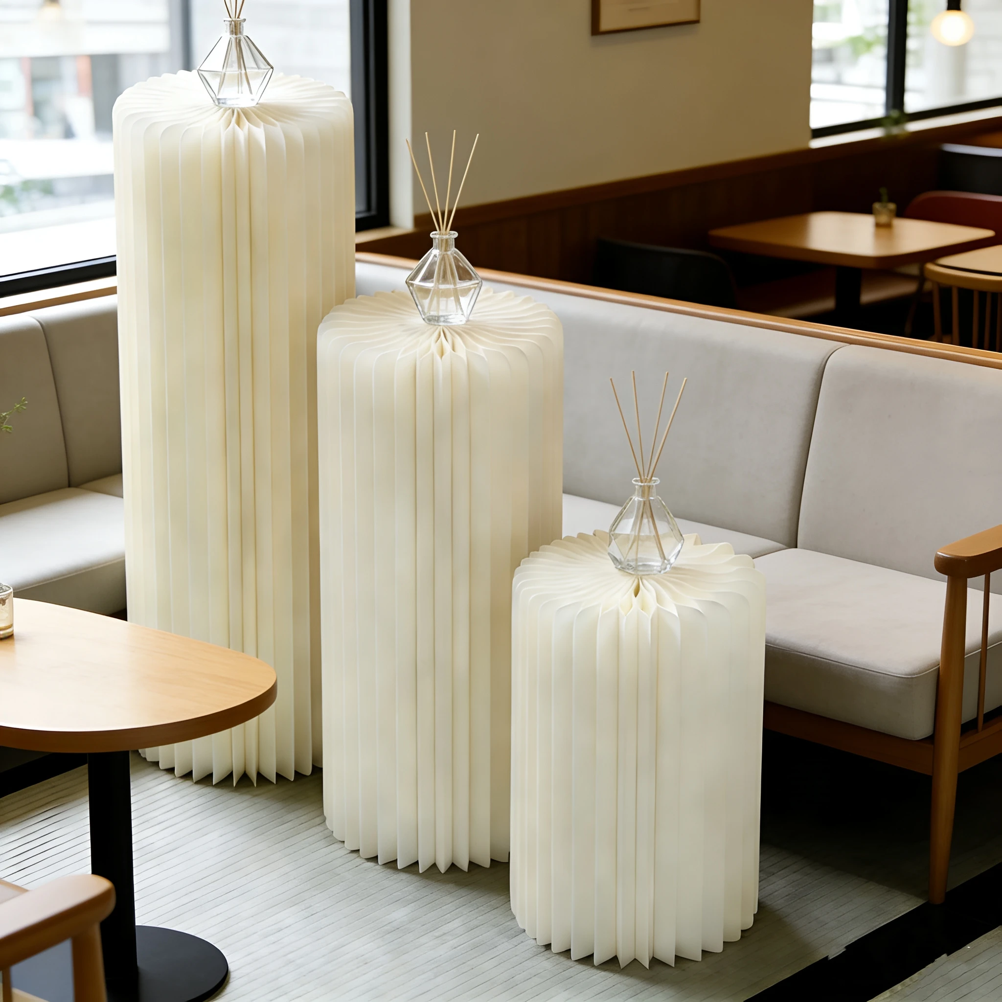 Paper Folding Dessert Table Cylinder Roman Column Product Display Stand Store Window Decoration Car Delivery Area Decoration