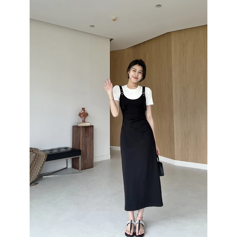 

Летнее повседневное платье А-силуэта с высокой талией от Zhang a Xing, с цветными блоками, из хлопка, с коротким рукавом и круглым вырезом, в стиле Lazy Elegant.