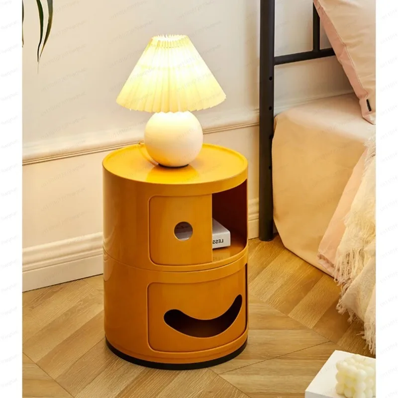 

Nordic Simple Bedside Table Small round Narrow Mini Plastic Locker Multi-Layer Internet Celebrity Storage Cabinet