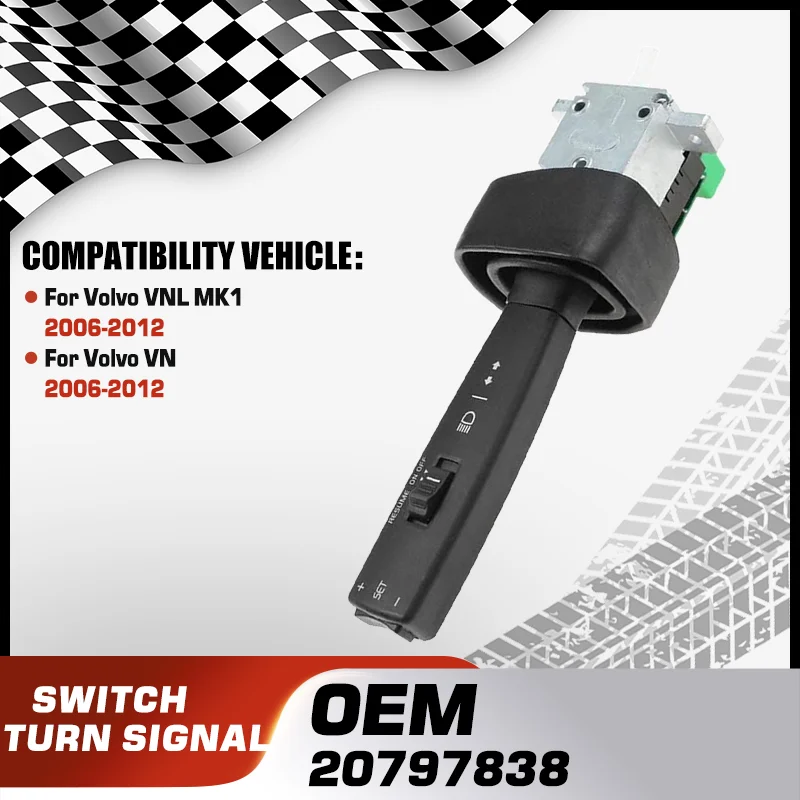 

Car Turn Signal Headlamp Combination Switch For Volvo VNL MK1 2006-2012 Volvo VN 2006-2012 20797838 70351733 70351744 20399170