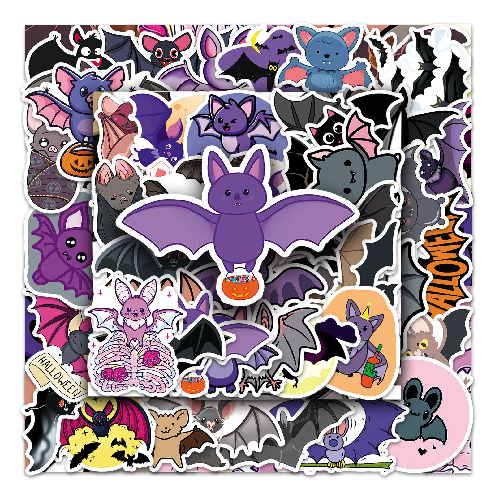 50Pcs Cartoon Bat Series Graffiti Stickers Suitable for Laptop Helmets Desktop Decoration DIY Stickers Toys Wholesale