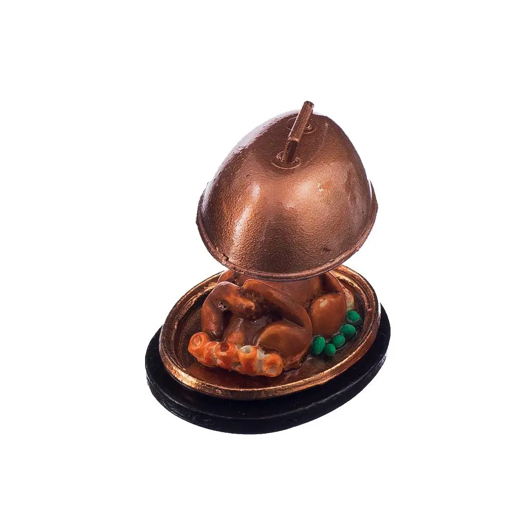 Casa delle bambole in miniatura Cena Alimenti Cucina Pollo Arrosto Tacchino con coperchio 1/12