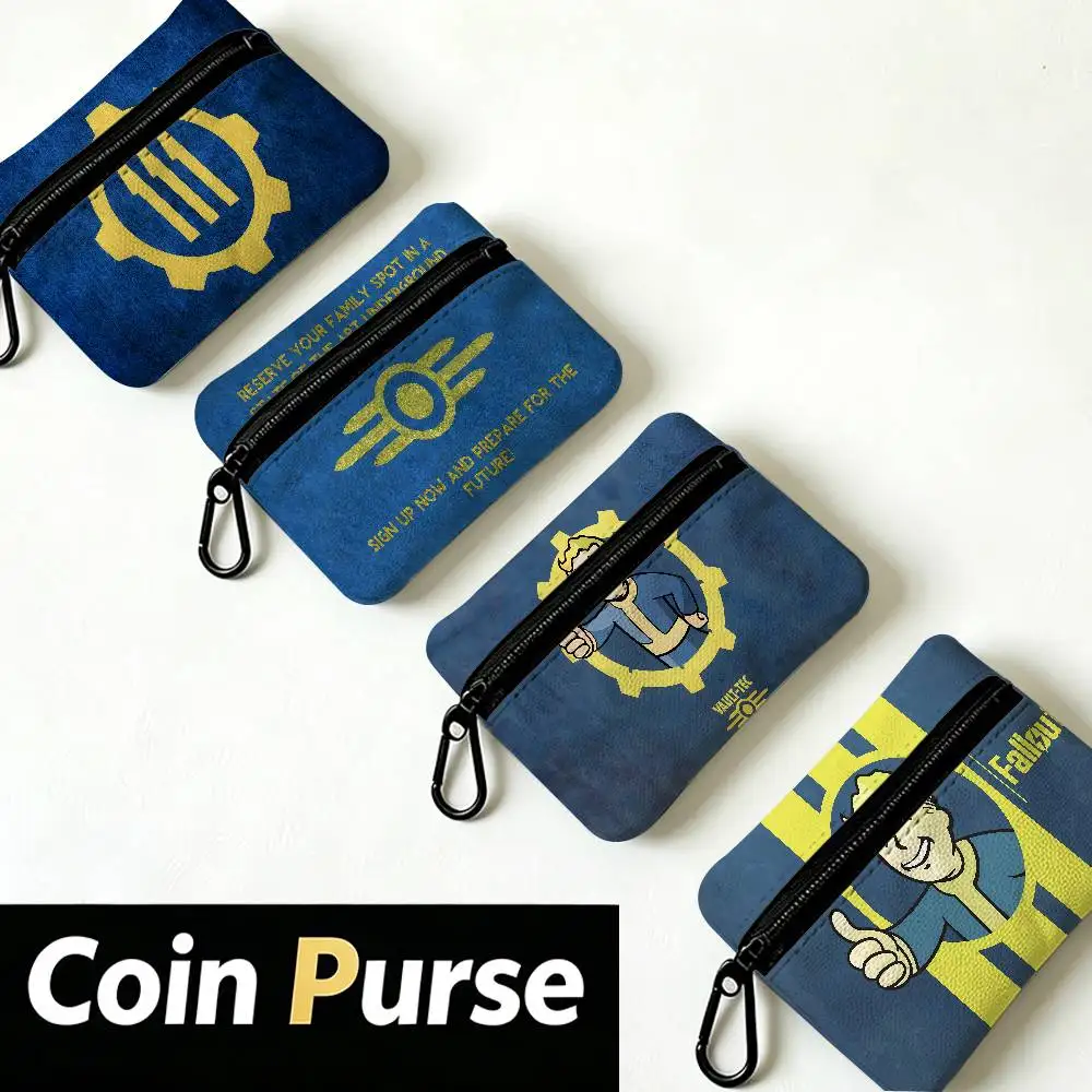 Games V-Vault Tec Game Anime Wear-resistant Oxford Cloth Coin Purse Portable Backpack Hanging Card Storage Bag