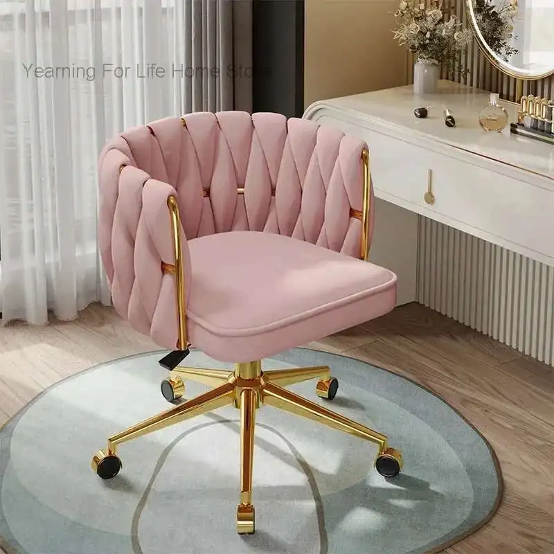 

Nordic Luxury Velvet Living Room Chair Computer Chair Bedroom Dressing Stool Front Desk Office Chair INS Anchor Makeup Chair