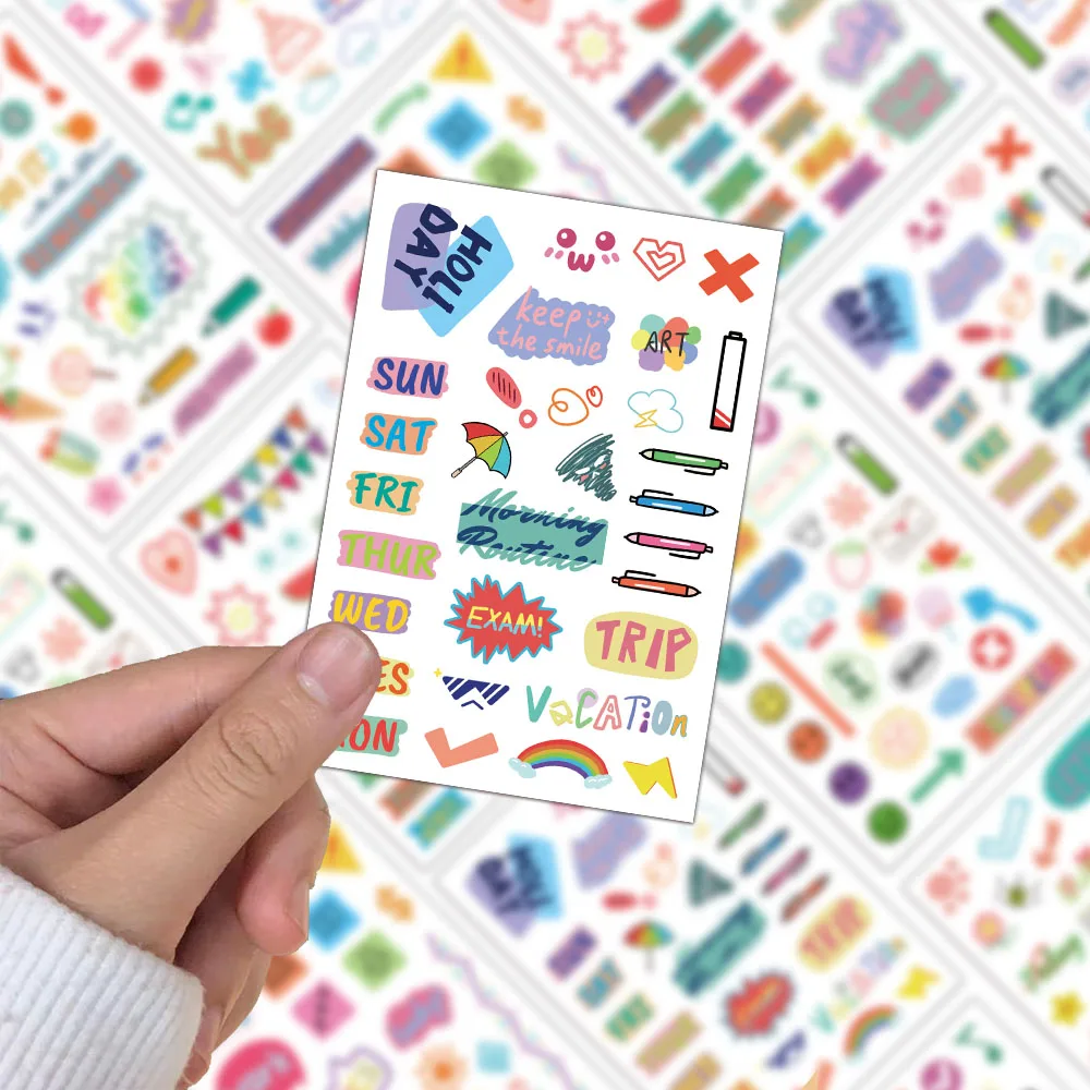 8PCS Creative Hand drawn Element Plan Book Graffiti Stickers Decoration DIY Bookboard Notebook Desktop Waterproof Stickers