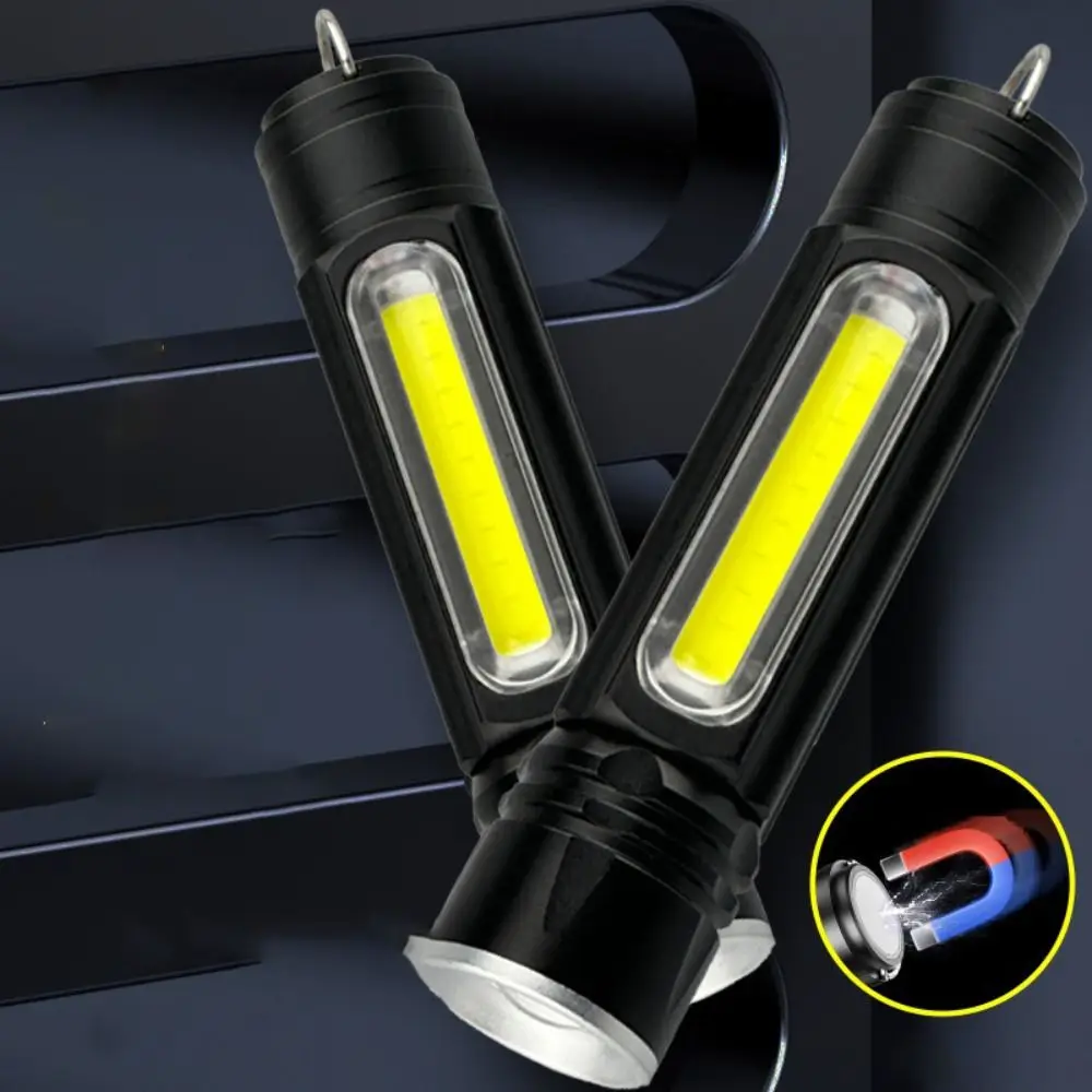 

2 Pcs COB Side Light USB Rechargeable Flashlights Strong Magnet Super Bright Outdoor Emergency Light Zoomable Mini