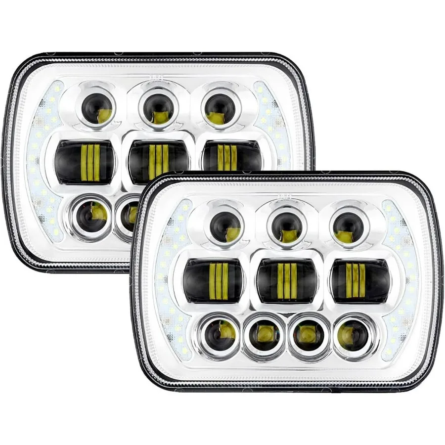 

5x7 LED Headlight High Low Beam 85W 7x6 Led Sealed Beam Headlamp with DRL Angle Eyes DOT Approved H6054 Led Headlight for Jeep