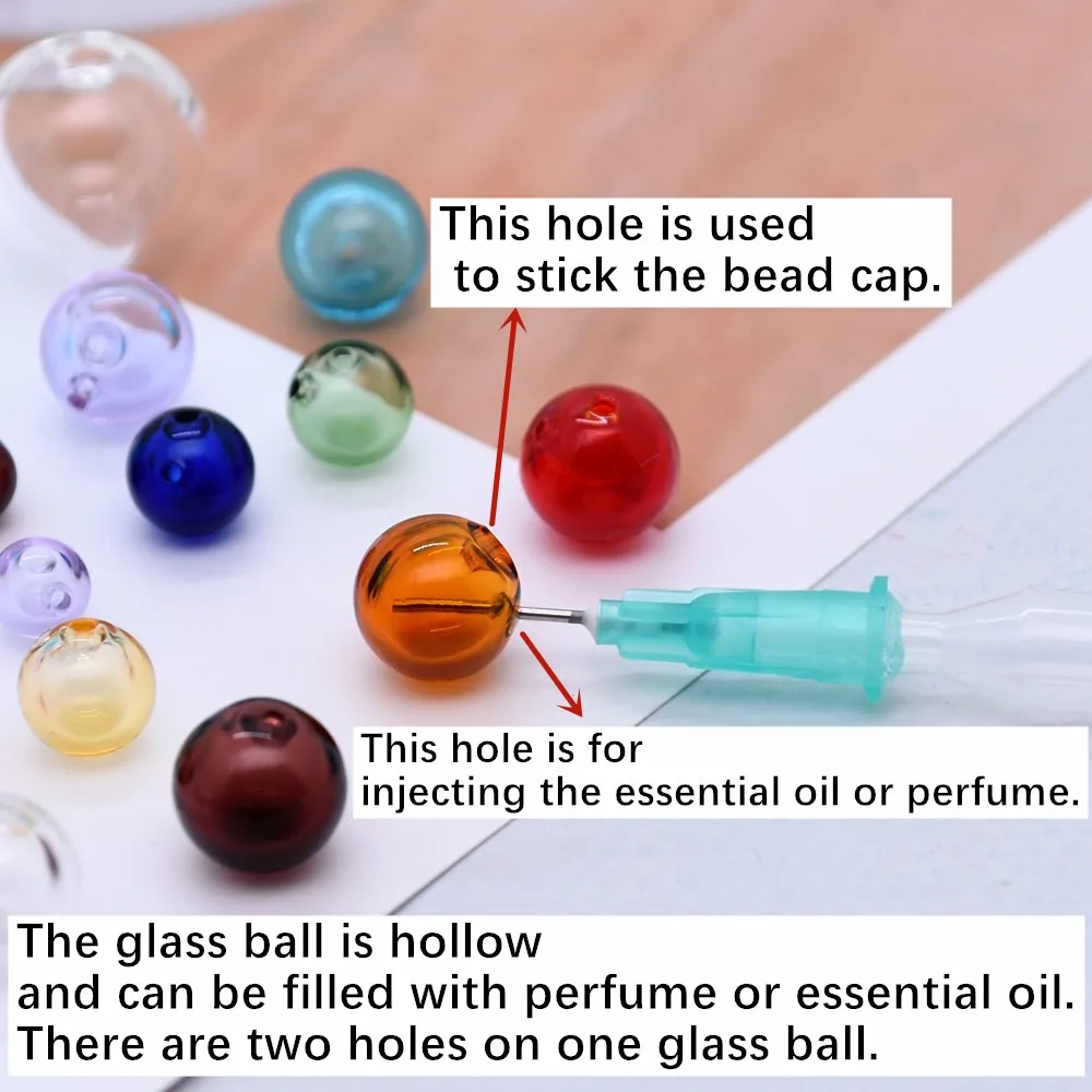 2piece Diffuser Perfume Glass Ball Pendant Refillable Essential Oil Aromatherapy Handmade Perfume Diffuser Ball For Jewelry Make