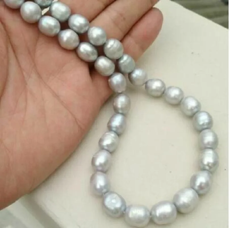 

Beautiful 10x12mm South Sea Gray Pearl Necklace Gold Clasp 20inch