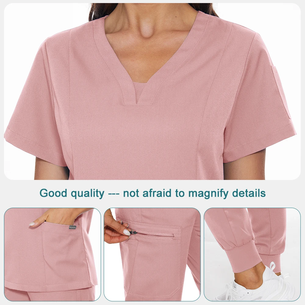 Dental Doctor Nurse Scrub Set Solid Split Suit Scrubs Nursing Laboratory Veterinary Clothes Female Short Sleeve Medical WorkWear