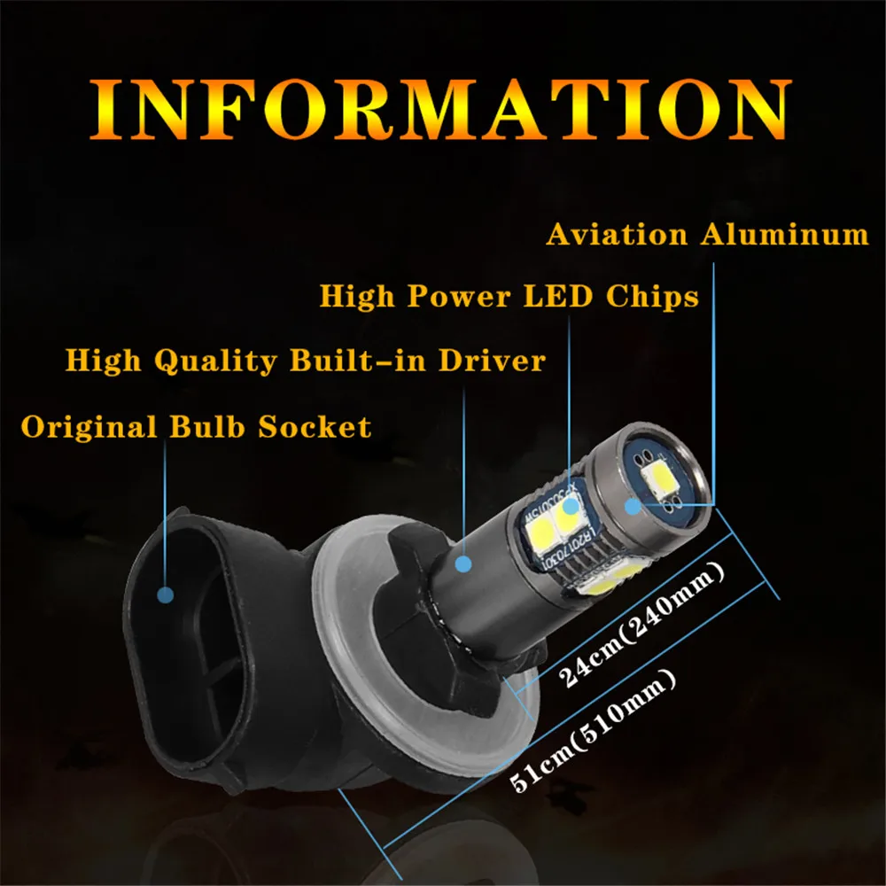 LED Car Light Front Fog Lamp 881 Bulb For KIA Spectra 2000 2001 2002 2003 2004 2005 2006 2007 2008 2009 Accessories