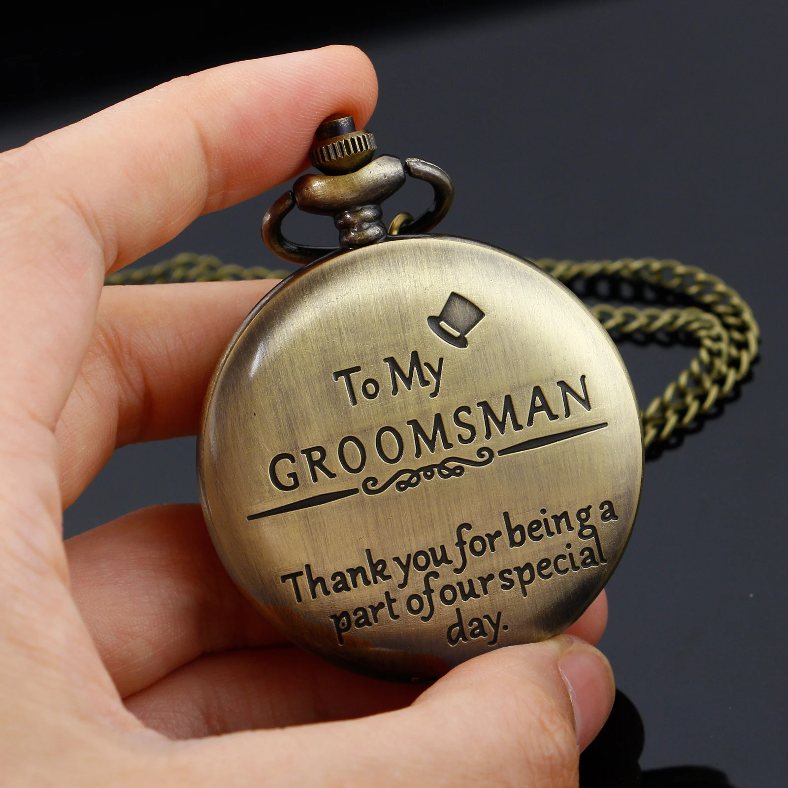 Steampunk Pocket Watch Engraved "To My GROOMSMAN" Men Necklace Pendant Pocket Watches Mens Birthday Wedding Anniversary Gifts