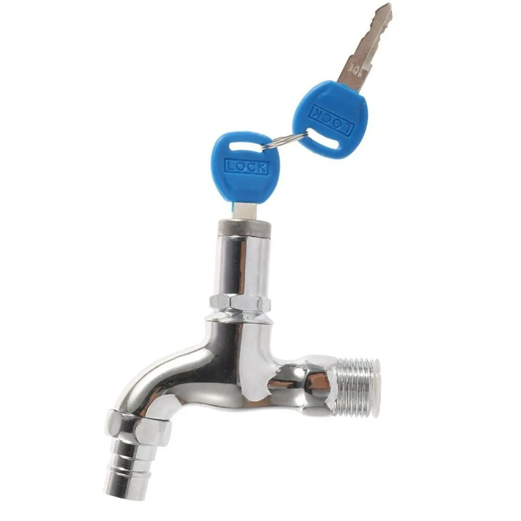 1Pc Anti-theft 1/2 Inch Thread Alloy Sink Tap With Key Lock Outdoor Faucet Lockable For Washing Machine Garden Watering Car Wash
