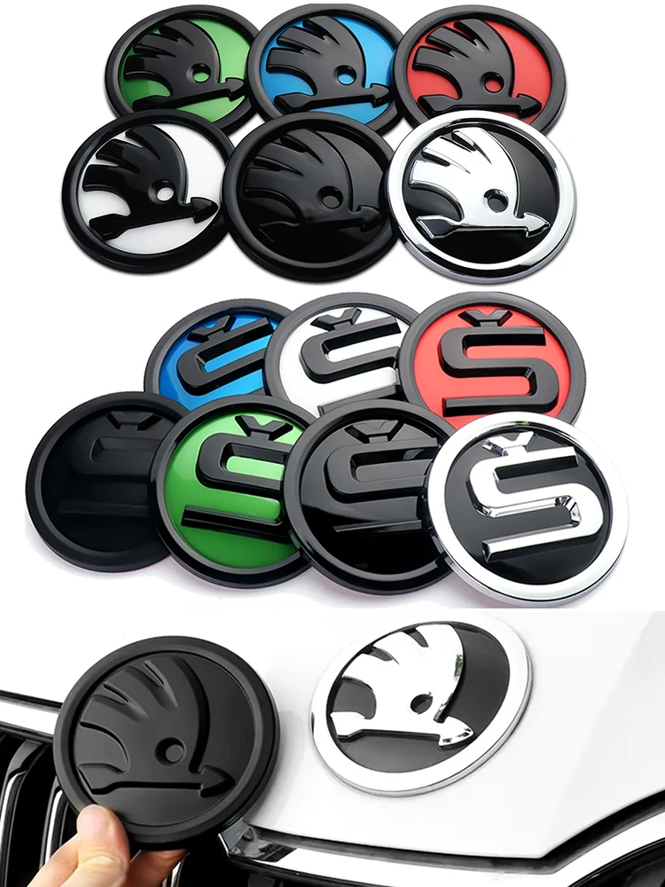 80mm 90mm 100mm ABS embleem voor Skoda Fabia 2 Octavia S Superb Rapid Yeti Karoq Vision auto voor- achter- kofferbak- achterklep sticker - afbeelding 2