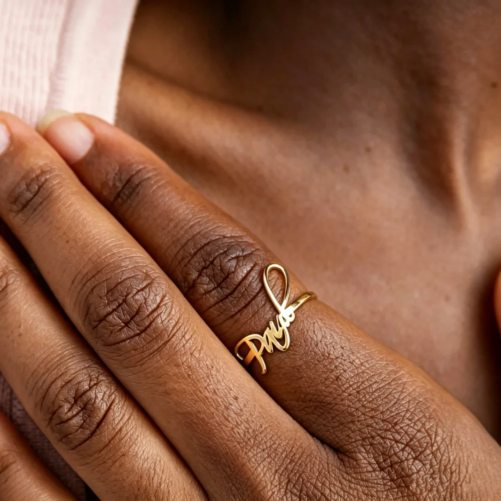 Custom Cursive Script Name Closed Ring Personalized Dainty Name Rings For Women Stainless Steel Jewelry Best Gifts For Girl