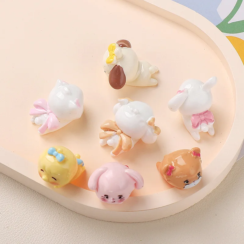 2pcs miniso cute animal cartoon resin flatback cabochons for diy jewelry making handmade crafts materials