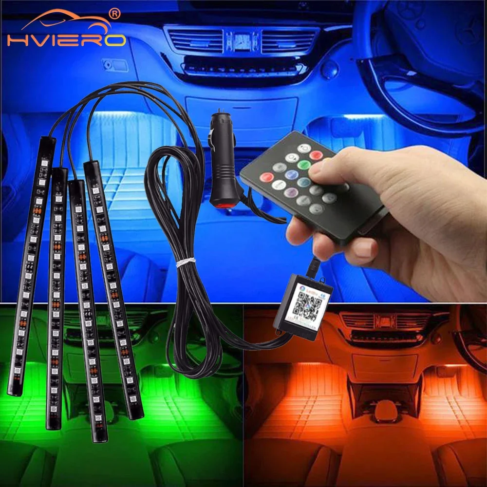 

Car Dome RGB 5050 9/18LED Led Flexible Floor Strip Light Auto Remotes Control Decorative Interior Lamp Atmosphere Bar Universal