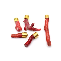 1PC Red Coral Necklace Pendant Irregular Branch Natural Sea Bamboo Jewelry DIY Necklace Amulet Charms Jewelry Accessories Gift