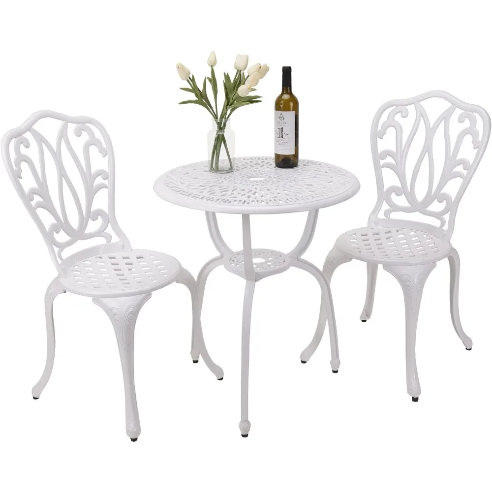3-Piece Patio Bistro Furniture Set Cast-Aluminum Bistro Table Set for Lawn Garden Backyard Freight Free Outdoor Wardrobe Garden