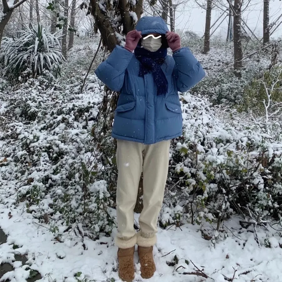 خفيفة الوزن دافئة 90 Du down Puffer Jaet عادية كسول تنوعا معطف مقنع فضفاض صالح المرأة Faion الشتاء ملابس خارجية #4