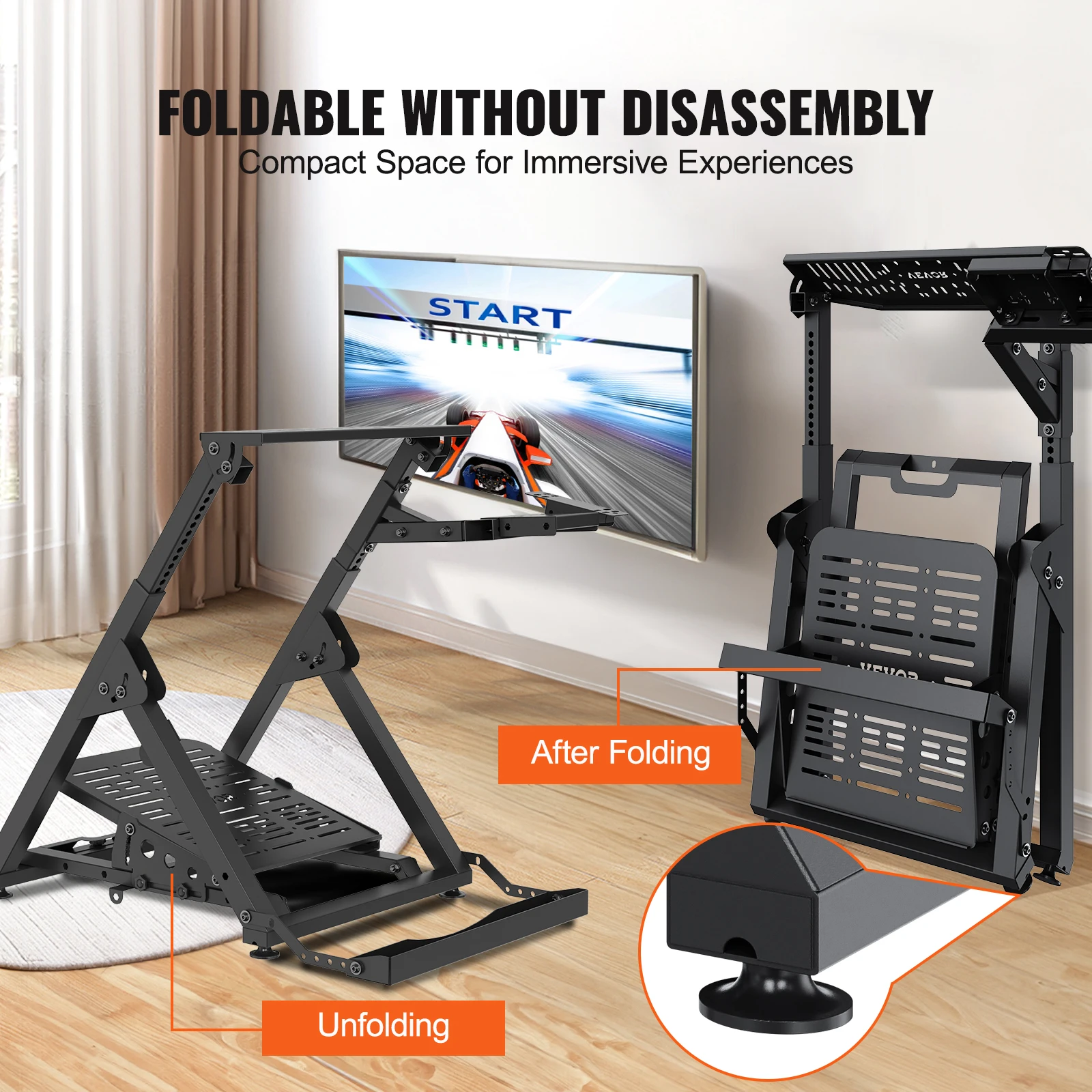 Foldable Racing Steering Wheel Stand Height Adjustable Universal Base Compatible with Thrustmaster  Wheel