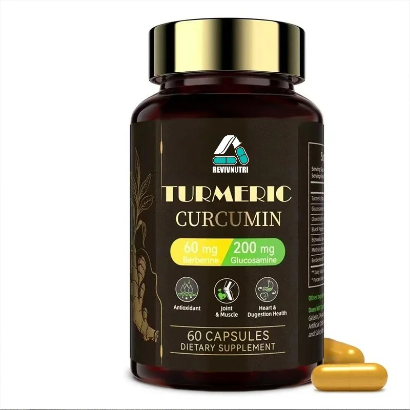 Black Pepper, An Organic Joint Supplement Containing 95% Curcumin, Contains Turpentine, Supports Daily Exercise, 60 Capsules