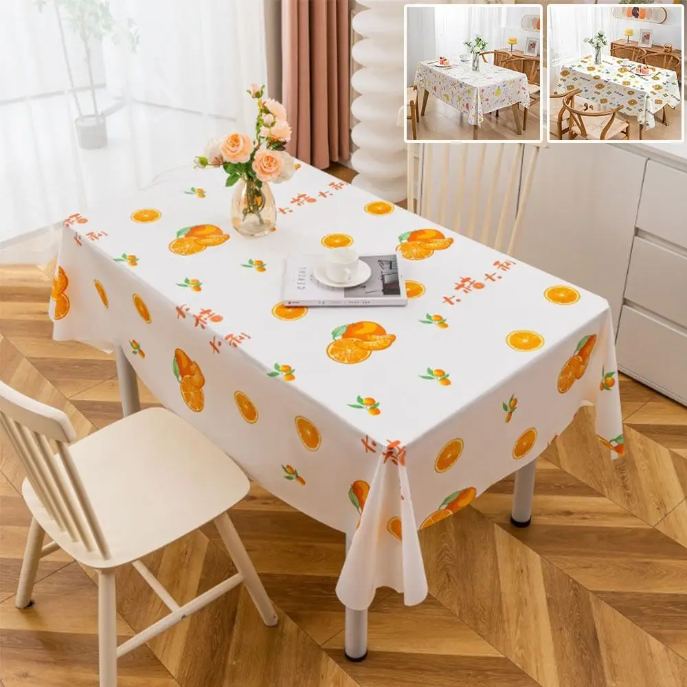 Colorful Print Table Cloth Thickened Oil-proof Moisture Tablecloth PEVA Waterproof Festival Party Table Cover Home Decoration