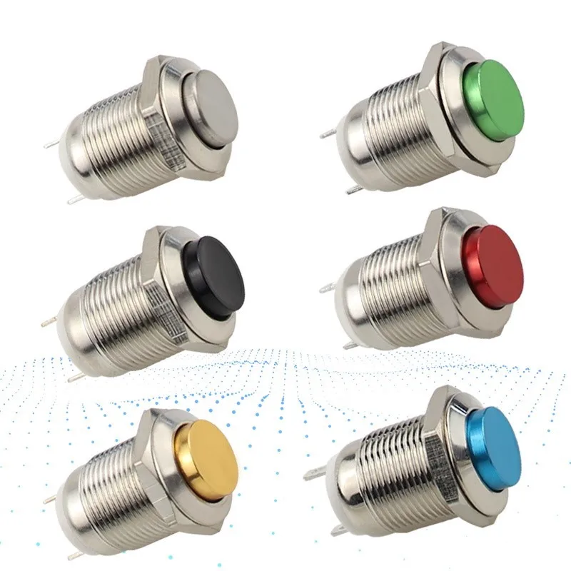 12mm Waterproof Momentary High Round Metal Push Button Switch Car Start Horn Speaker Bell Automatic Reset 12mm metal switch