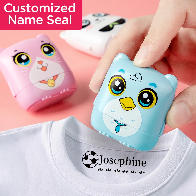 Kids Personalized Stamp - Custom Embossed Seal for School Projects, Travel-Friendly Gift Set with Storage Case & Unique Designs