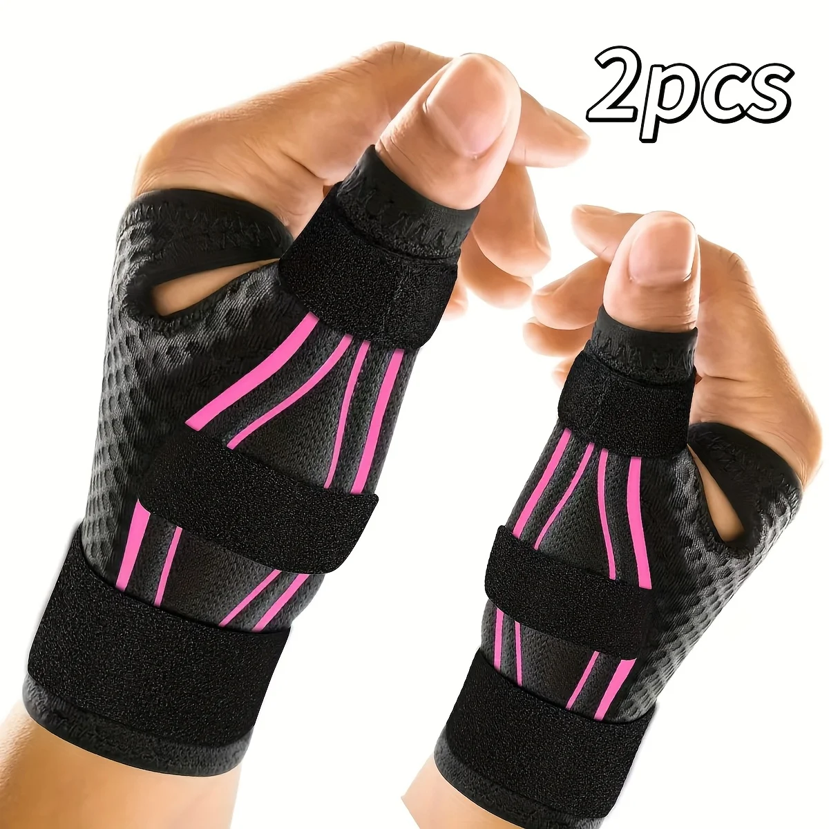 2pc Adjustable Comfortable Breathable Wrist Splint Support Brace with Adhesive Strips, Secure Fastening, Suitable for Sports