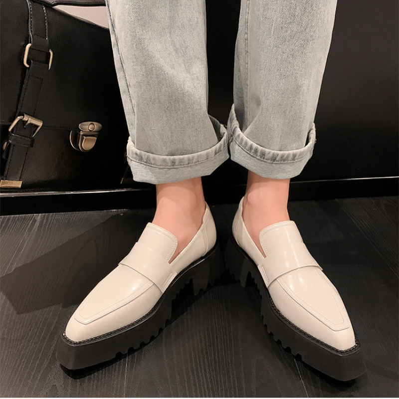 Genuine Leather Designer Shoes Retro Brand Women\'s Shoes Square Head Small Leather Shoes Unique Office High Quality Loafers