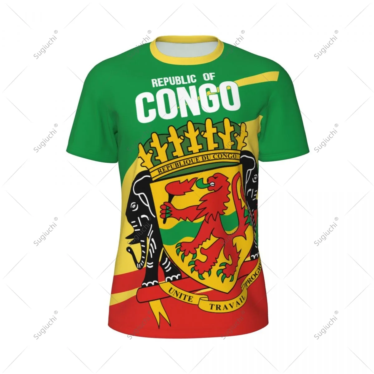 Republic Of Congo Flag Men Sports T-shirt Women Tees jersey for Soccer Football Running Bike Tennis Fitness Fans