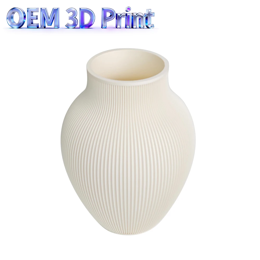Custom 3D Printing Service Plastic PLA FDM 3D Printed Vertical-Stripe Ceramic-Texture Vase Nordic-Style Home Decor Ornament