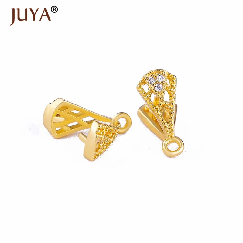 1Pair Crystal Agate Pendant Clasps Hand Made Clamp Pinch Clip Bail Bead Findings DIY Earrings Necklaces Jewelry Making Parts