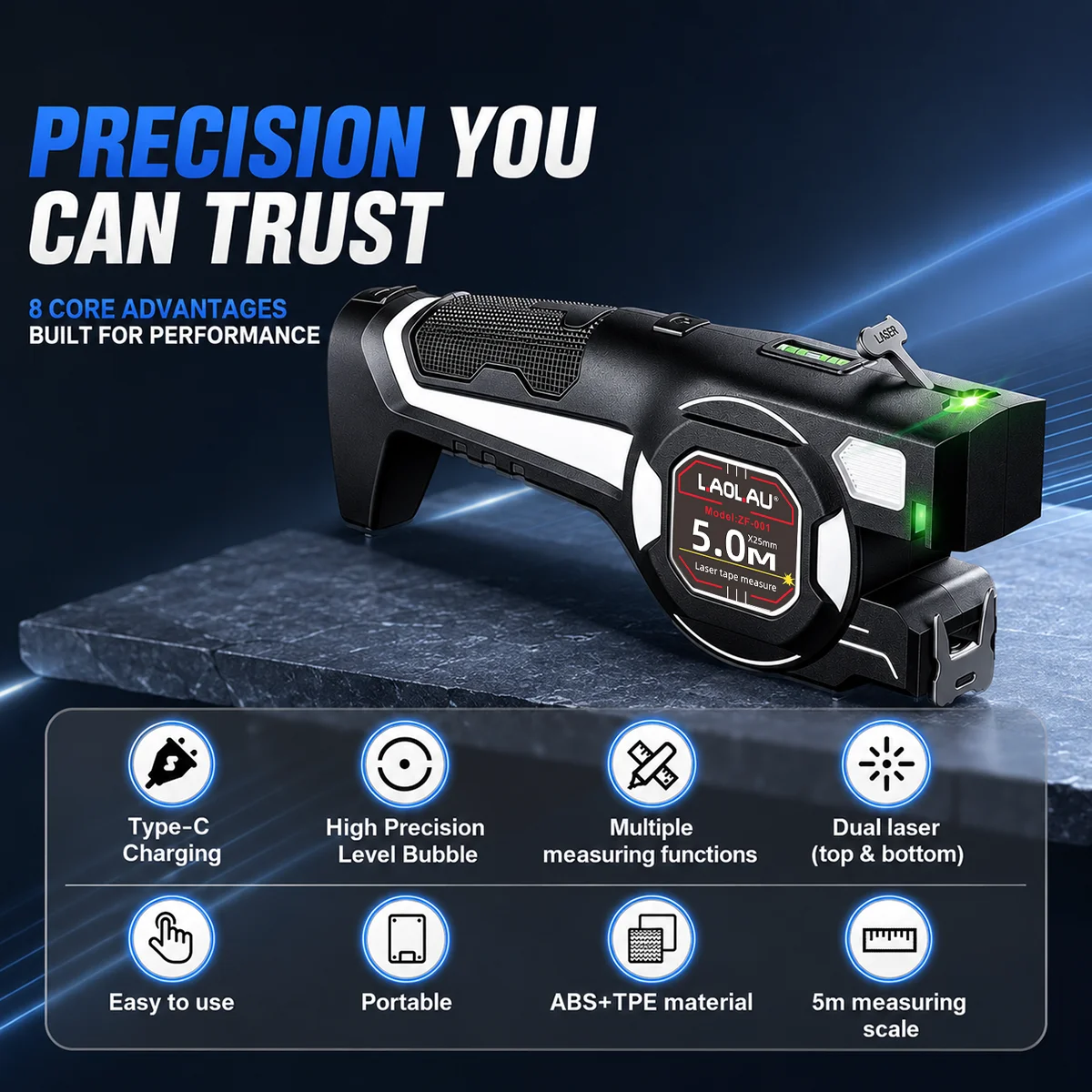ZF-001 5M Laser Tape Measure 2 - Stanley Tape 25Ft ulasan dan harga