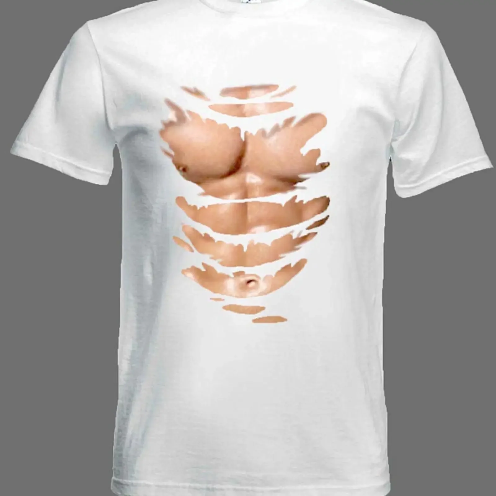 May include White t shirt with a ripped design revealing muscular torso vintage Washed streetwear Stylish Breathable homme