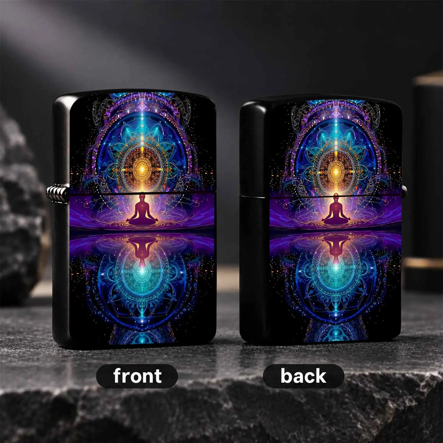 Meditation Mandala Cosmiclighter, Aesthetic Portable Creative Accessory, Exquisite Artistic Decor Piece For Daily Outdoor Multi-Scene Use, Ideal Thoughtful Gift For Spiritual Hobbyists And Family Friends A Humorous And Interesting Lighter