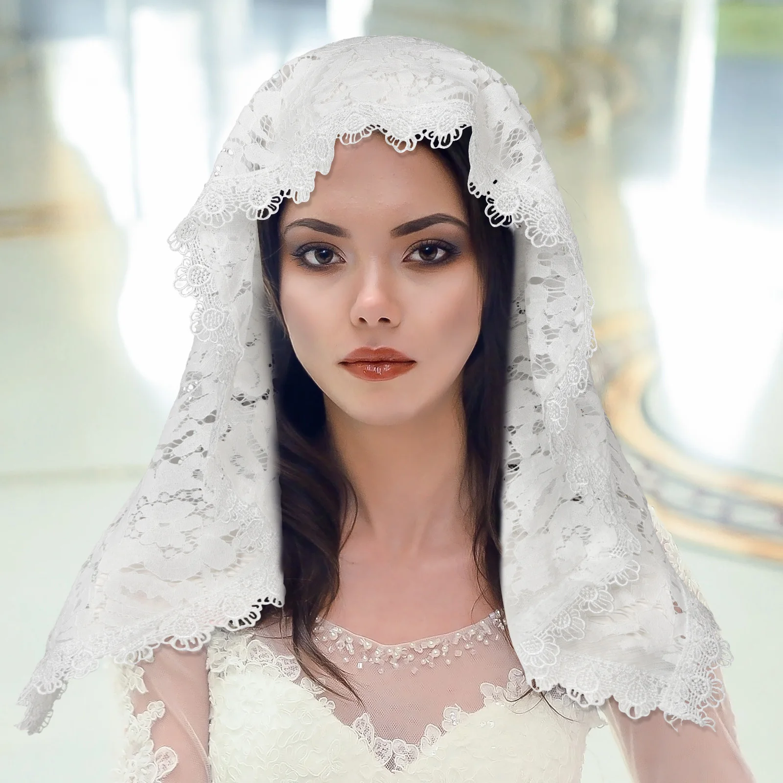 

Bride Veil Bridal Lace Veil Women's Hair Accessory Engagement Wedding Supply Head Decor Short White Lace Bridal Accessories
