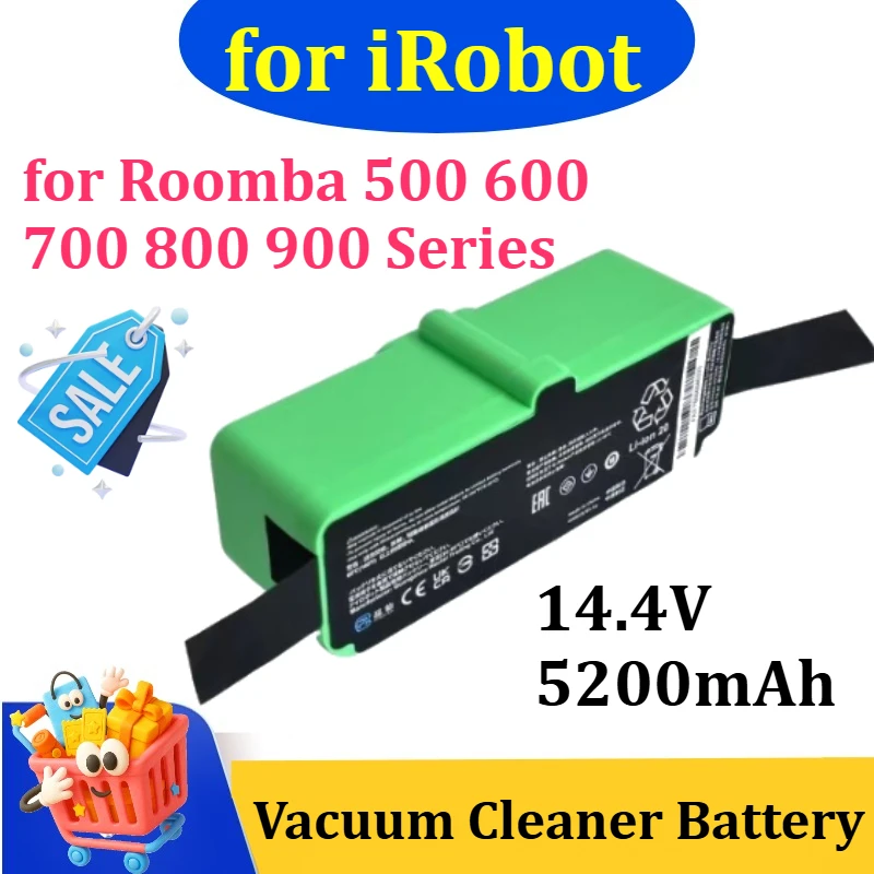 

Сменная батарея 14.4V 5200mAh для пылесосов iRobot Roomba серий 500, 600, 700, 800, 900