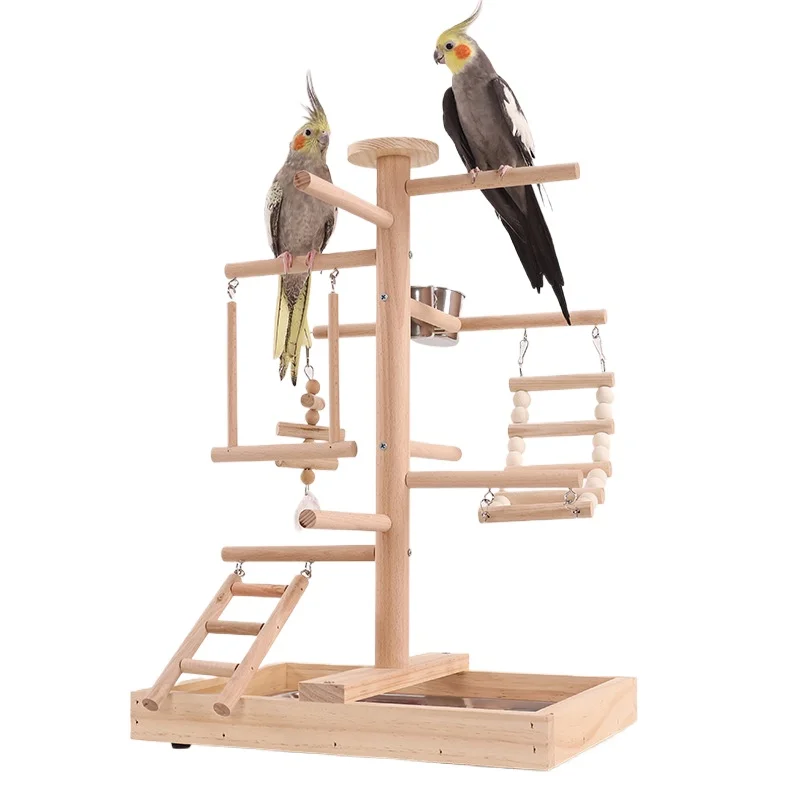 

Solid Wood Eco-Friendly Bird Toy Stand Parrot Swing Ring Claw Grinding Stick Chewing Stick Climbing Ladder Frame Standing Pole