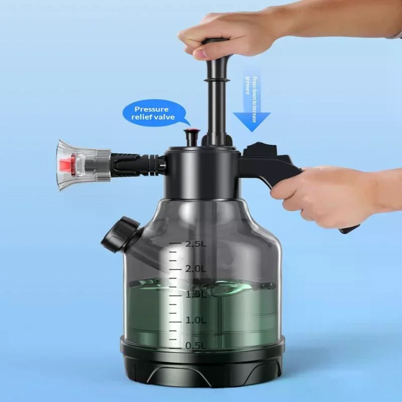 3L Hand Pump Foam Sprayer With 3 Types Of Nozzle Hand Pneumatic Foam Cannon Snow Foam Car Wash Spray Bottle Car Window Cleaning