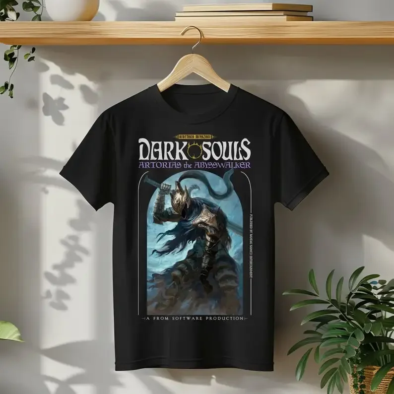 Dark Souls Artorias Graphic T Shirt | Heavy Cotton Unisex Tee | Gaming Streetwear Gifts for Gamers Stylish Vintage Books Shirt