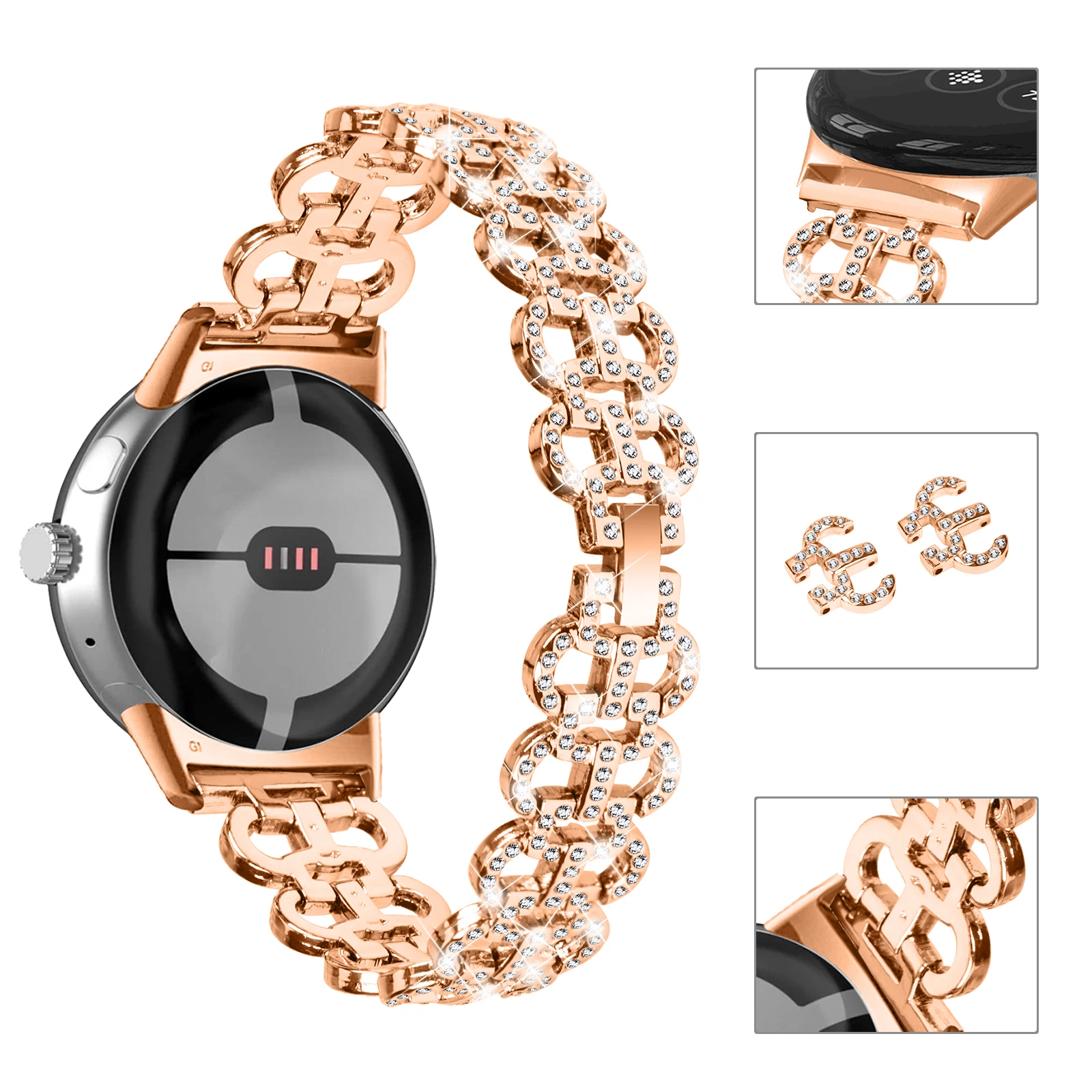 ダイヤモンドストラップ Google ピクセル時計 3 41 ミリメートルブレスレット金属ステンレス鋼交換バンド Google ピクセル時計 2 1 リストバンド