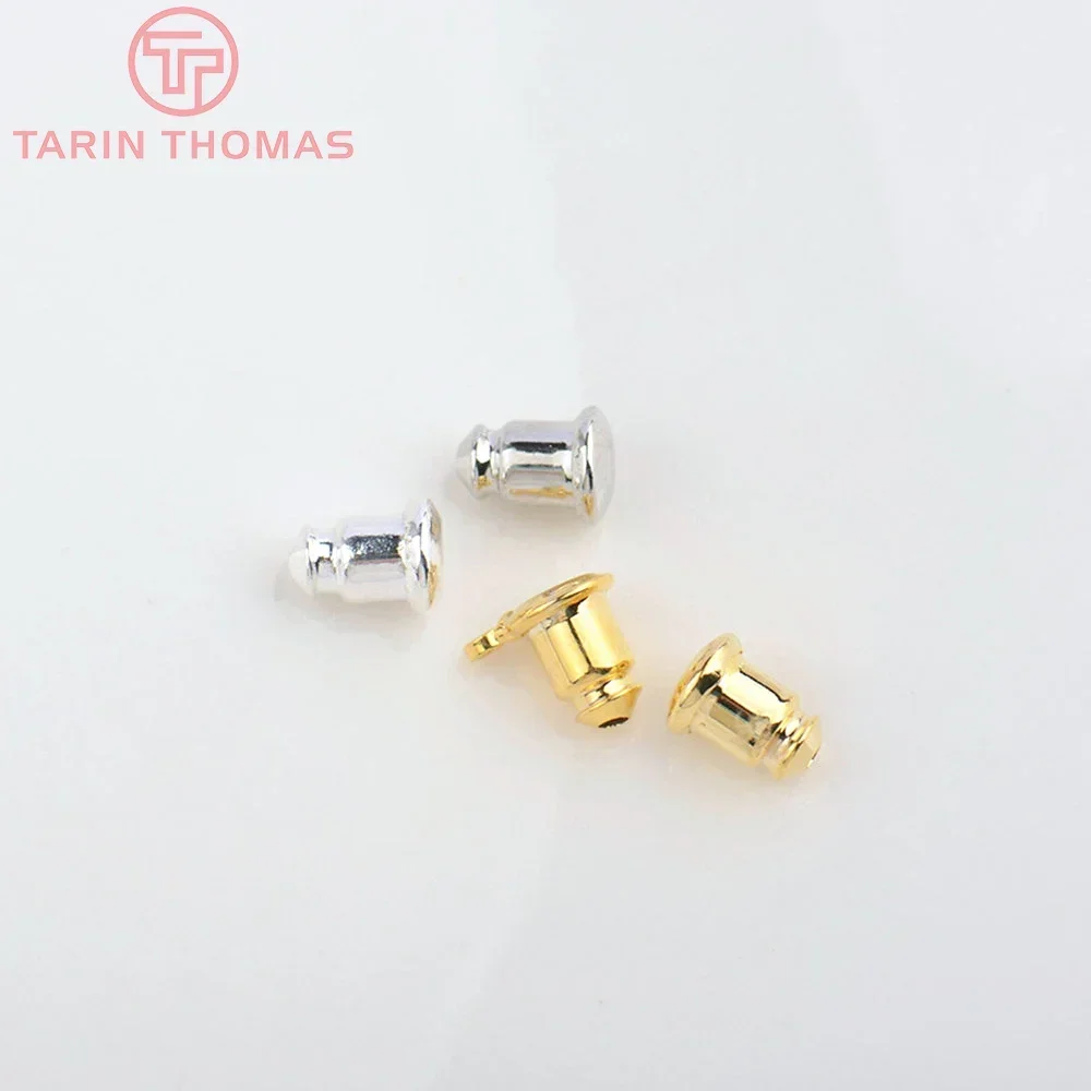 (5121)20PCS 6*5MM  24K Gold Color  Brass Cover Rubber Bullet Style Earring Back Stopper Diy Jewelry Findings Accessories