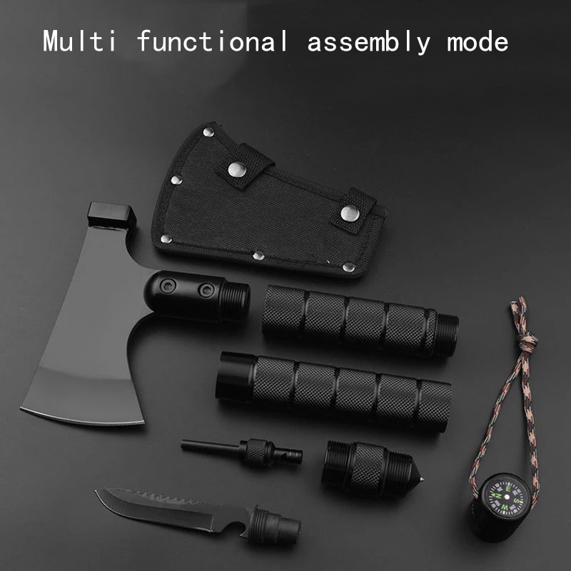 Tactical camping, survival, mountain cutting, outdoor multifunctional woodworking, hammer axe, fire waist axe, chopping wood