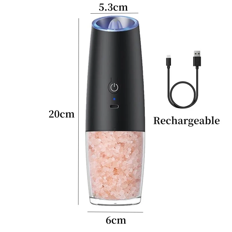 Rechargeable Electric Salt And Pepper Grinder Set-With LED Light,Peppercorn & Sea Salt Spice Mill Set With Adjustable Coarseness