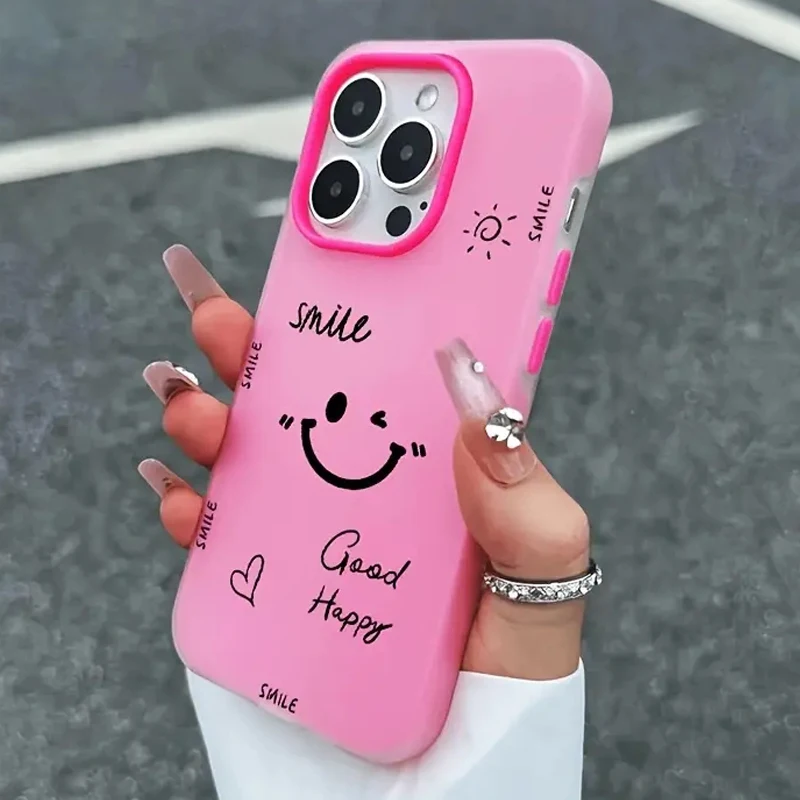 Luxo rosto sorridente geléia cor caso à prova de choque para iphone 17 ar 16 15 13 12 11 pro max 14 plus telefone à prova de choque capa traseira