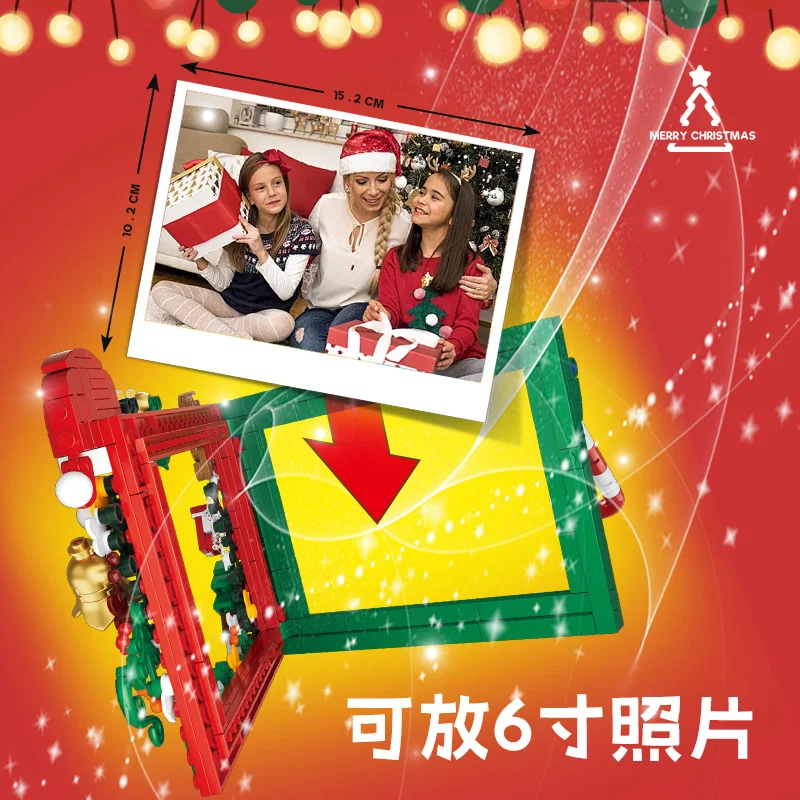 الإبداع قرية الشتاء عيد الميلاد سانتا كلوز نموذج اللبنات الطوب لعب الاطفال هدية الكريسماس