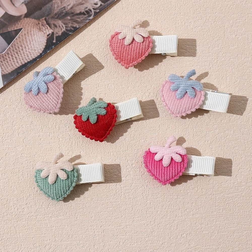 

6 шт./лот, заколка для волос с клубникой, головной убор для маленькой принцессы, лента для новорожденных, заколки для волос, детские заколки, головные уборы
